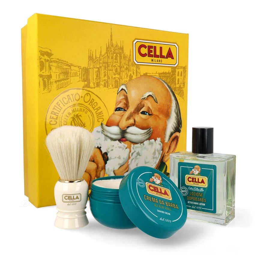 Cella BIO Geschenkset Mit After Shave Lotion, Rasierseife & Rasierpin 1 Cella BIO Geschenkset Mit After Shave Lotion, Rasierseife & Rasierpin