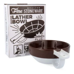 Fine Lather Bowl Keramik Rasierschale Braun-weiss