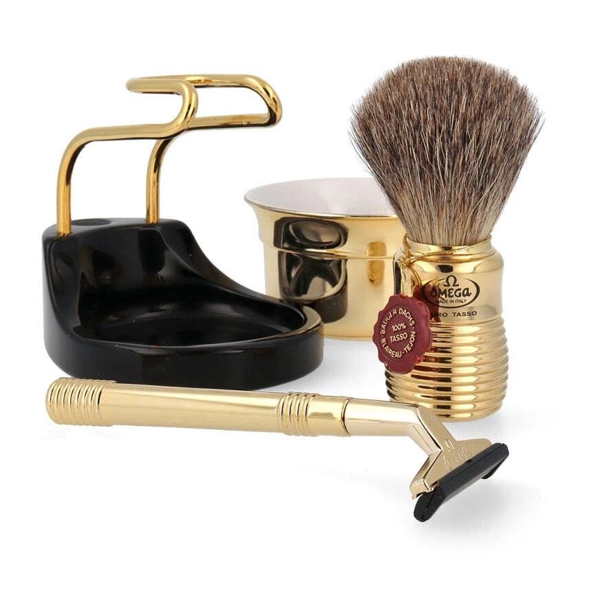 Omega 6127.12 Rasur Set - Pinsel Dachshaar Stockzupf + Rasierer + Sch 2 Omega 6127.12 Rasur Set - Pinsel Dachshaar Stockzupf + Rasierer + Sch – Bild 2