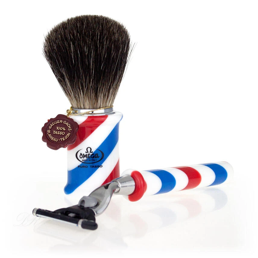 Omega OmM6736.2 Rasierset Barperpool Mit Dachshaar Und Rasierer Gille 1 Omega OmM6736.2 Rasierset Barperpool Mit Dachshaar Und Rasierer Gille