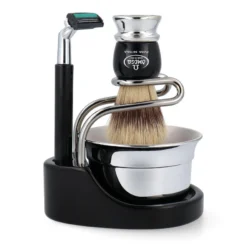 Omega Rasier Set Om1648.12 Rasierpinsel Borste + Hobel + Tiegel