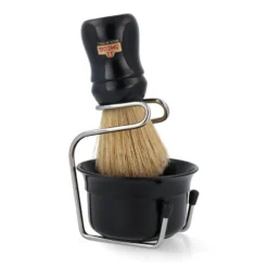 Omega Rasier Set Om49.18 Rasierpinsel Borste + Halter + Tiegel Schwar