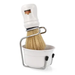 Omega Rasur-Set Om49.18 Rasierpinsel & Tiegel (Weiß)