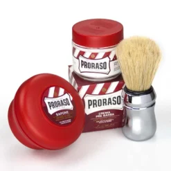 PRORASO Rasur Set Herren - Rot Mit Pre Shave + Rasierseife + Omega Pi
